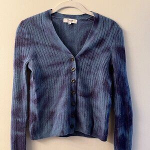 Madewell Blue Tie Dye Cashmere Cardigan